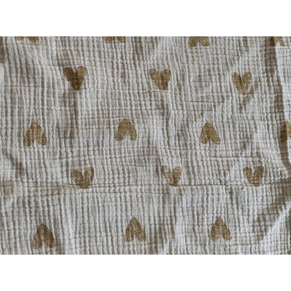 Cloud Island Muslin Lovey Baby Security Blanket White Metallic Gold Heart Swaddl - Picture 5 of 8